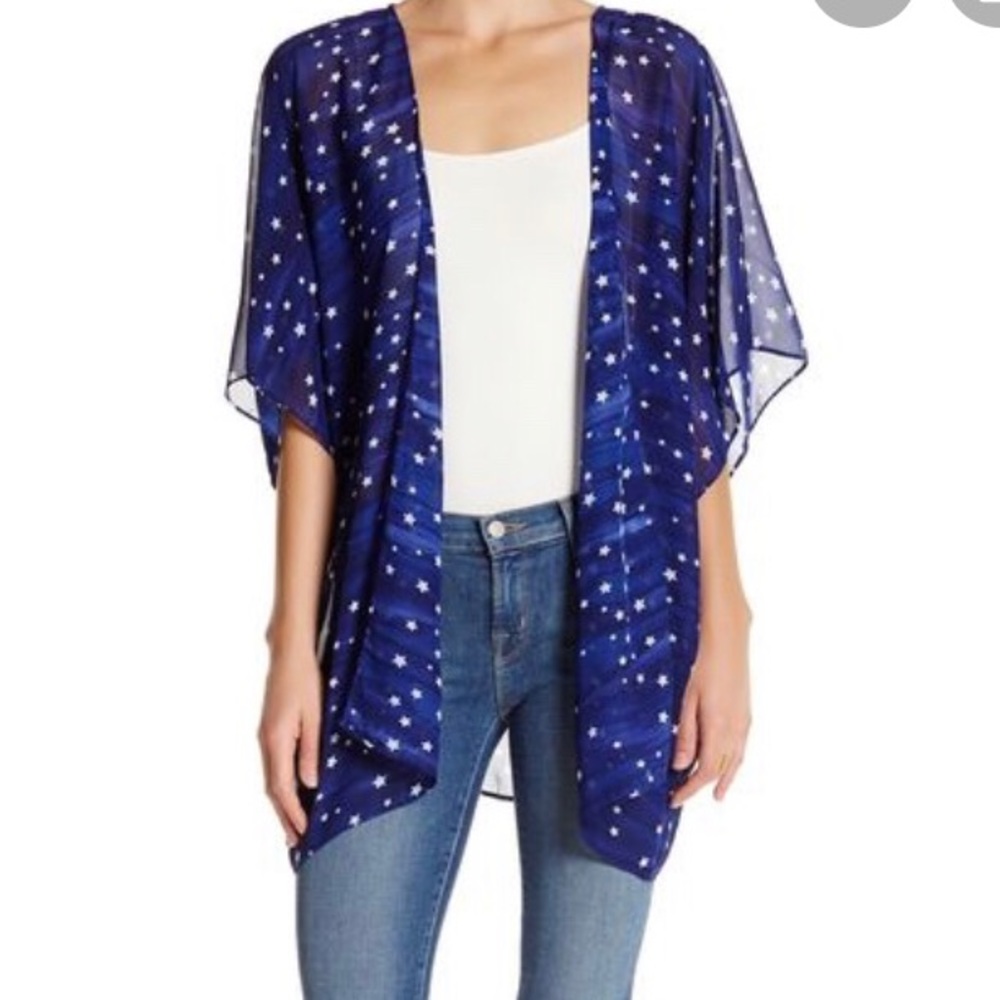 Dee Elle Star Print Kimono Cardigan